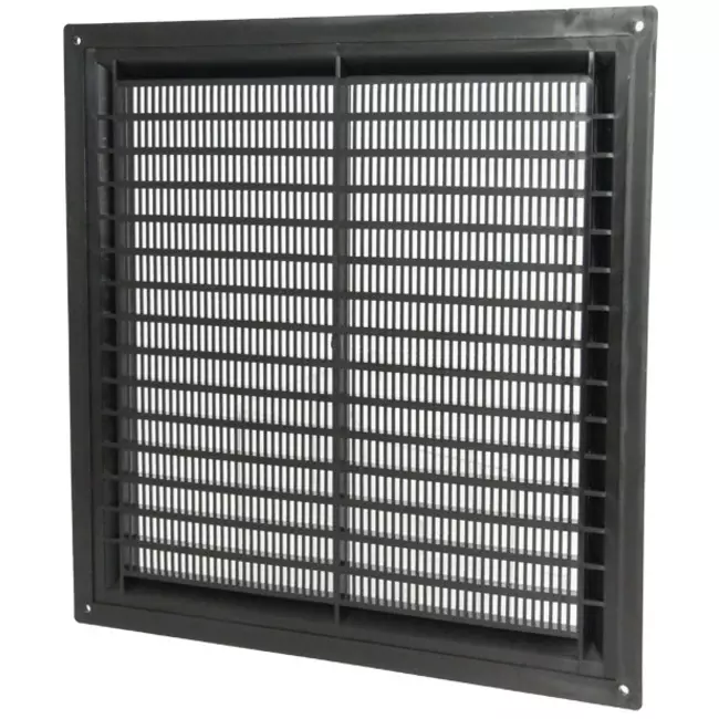 Ventilatierooster vierkant met grill 250x250 zwart - VR2525M