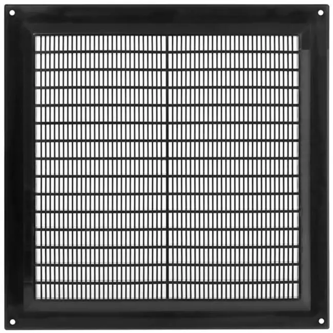 Ventilatierooster vierkant met grill 250x250 zwart - VR2525M