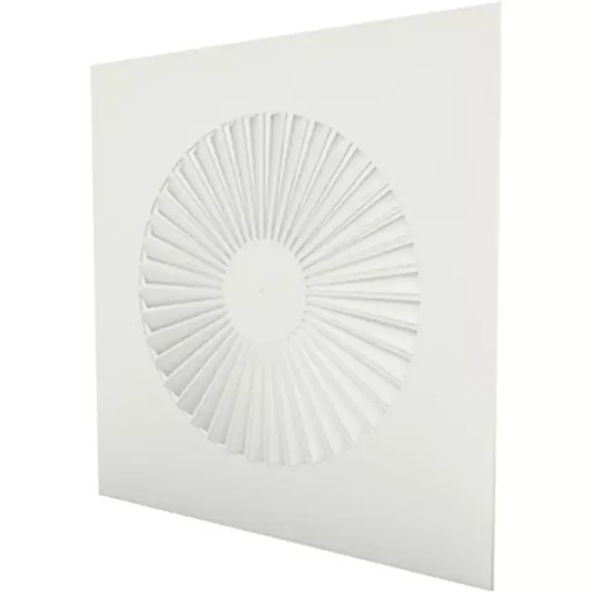 Vierkant wervelrooster 594x594 met ongeïsoleerd plenum zijaansluiting - Ø160mm