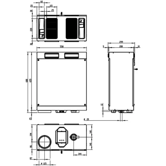 Zehnder WHR 918 ERV WTW-unit Compact - 150 m³/h (enthalpiewisselaar)