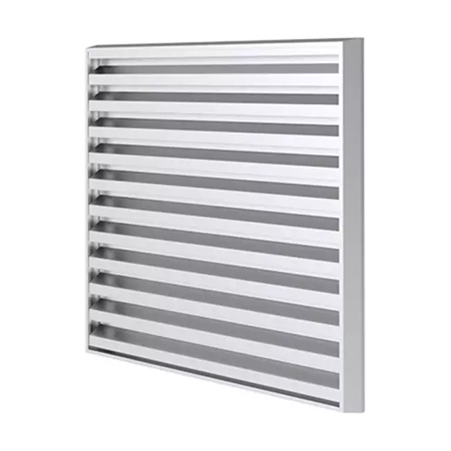 Buitenmuurrooster 400x400 aluminium met vaste schoepen