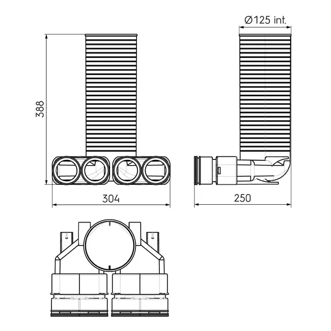 Ubbink Air Excellent 23C ventieladapter 125 4x90°