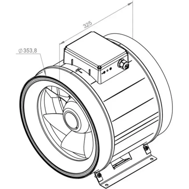 Ruck ETAMASTER buisventilator met EC motor 4790m³/h - Ø 355 mm + bediening potentiometer 10 kO