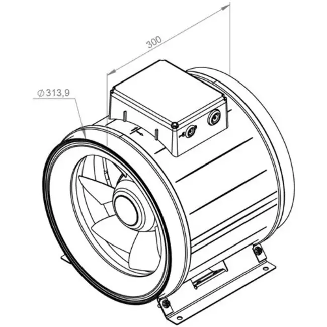 Ruck ETAMASTER buisventilator met EC motor 2960m³/h - Ø 315 mm + bediening potentiometer 10 kO