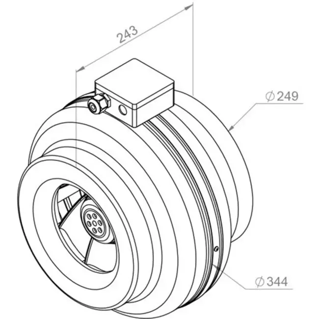 Ruck buisventilator 1090m³/h – Ø 250 mm + elektronische traploze regelaar 1,0 A