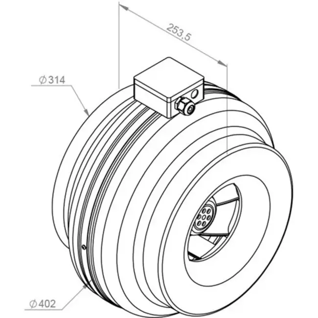 Ruck buisventilator 1170m³/h – Ø 315 mm + elektronische traploze regelaar 1,0 A