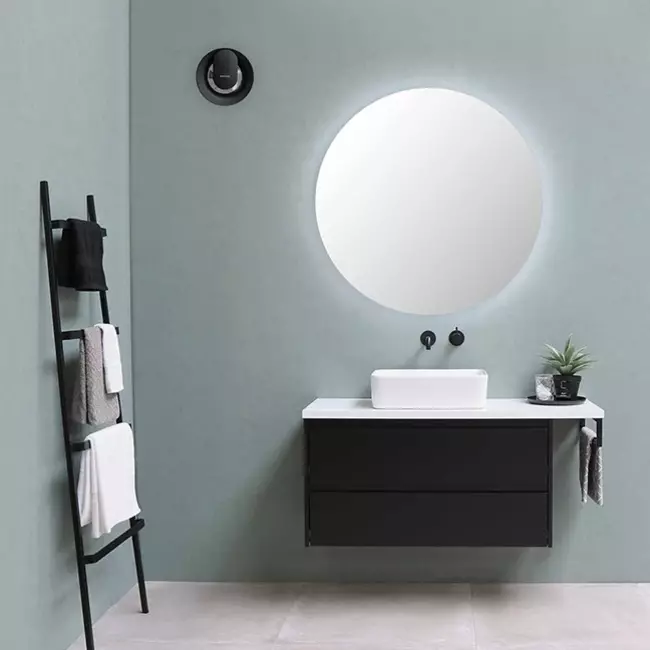 Badkamer ventilator Svara met timer, vocht- en lichtsensor 100-125mm (app-gestuurd) ZWART