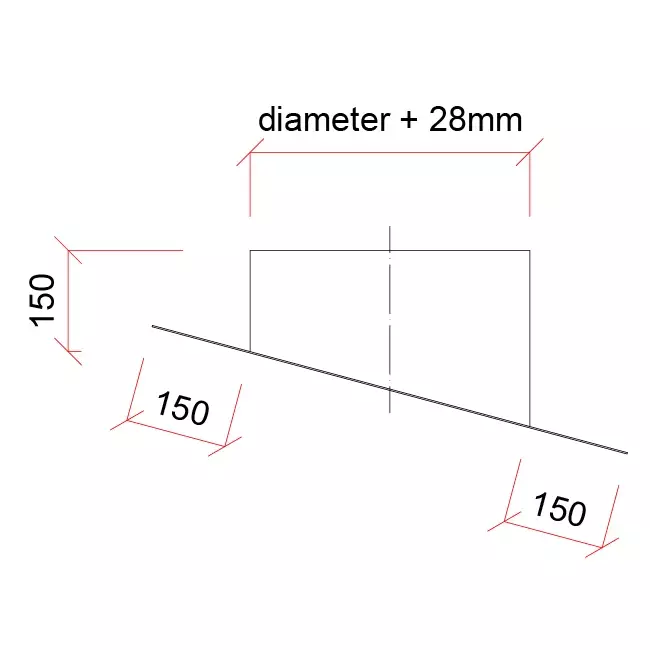 Thermoduct aluminium plakplaat voor dakdoorvoer diameter 400 mm - 24 graden