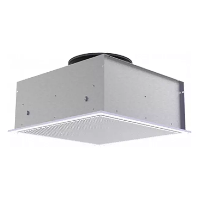 Geperforeerd plafondrooster 594x594 voor afvoer met zijaansluiting Ø250