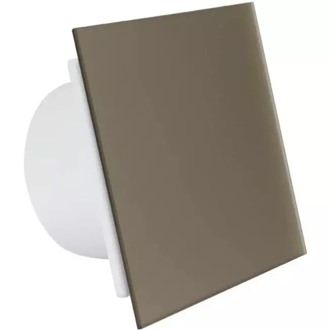 Badkamer ventilator Ø 100 mm met timer en inschakelvertraging - glazen front satijn goud