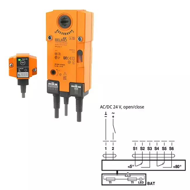 Brandklepservomotor 24V, 4 Nm, open/dicht - E-BFL24 T