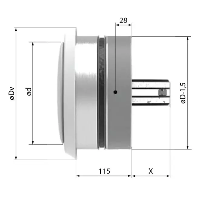 Brandvlinderklep rond 150mm met ventilatieventiel - E-BFDC V EI120S D150