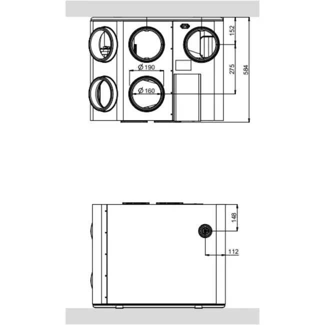Duco WTW DucoBox Energy 325 1ZS - 1 zone sturing - links - 325 m³/h