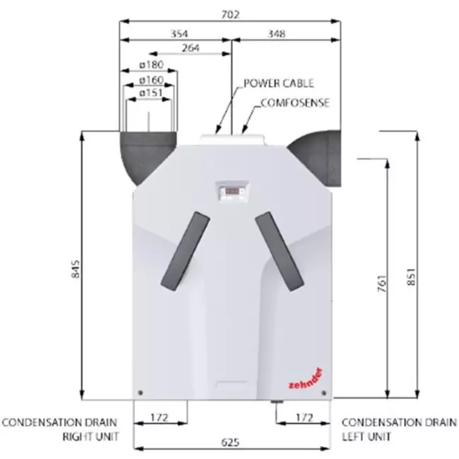 WTW-unit ComfoAir Standard 300 (WHR 930) Basis L Perilex - 300 m³/h