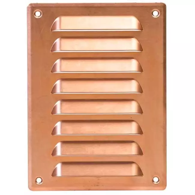 Metalen ventilatierooster vierkant 140x190 mm koper - MR1419Cu