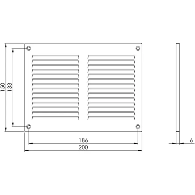 Metalen rooster 200x150mm wit – MR2015