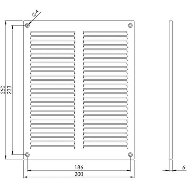 Metalen rooster 200x250mm verzinkt – MR2025Zn