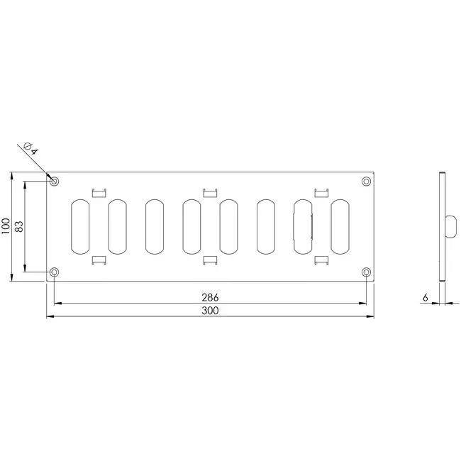 Metalen rooster verstelbaar 300x100 gegalvaniseerd - MR3010RZn