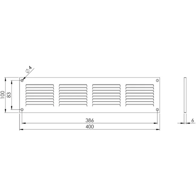 Metalen rooster 400x100mm zwart - MR4010M - RAL9005