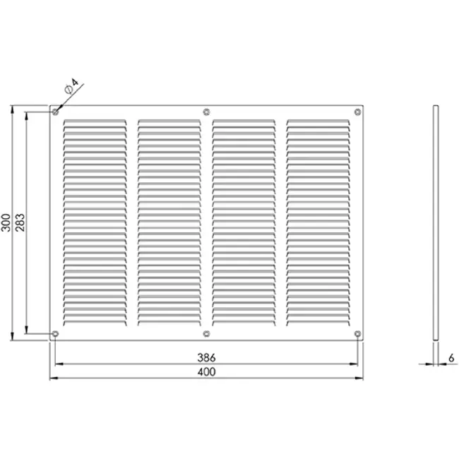 Metalen rooster 400x300mm zwart - MR4030M - RAL9005