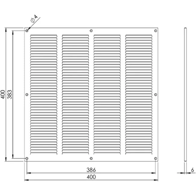 Metalen rooster 400x400mm zwart - MR4040M - RAL9005