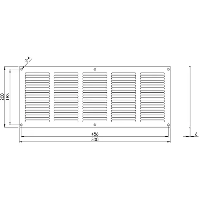 Metalen rooster 500x200mm zwart - MR5020M - RAL9005