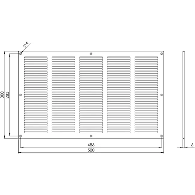 Metalen rooster 500x300mm wit - MR5030