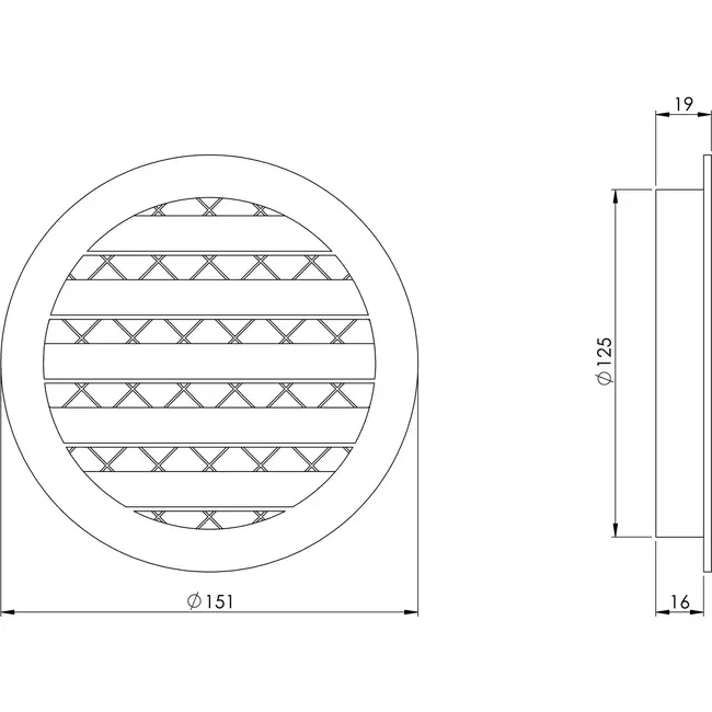 Aluminium rooster Ø125 wit - MRA125W - RAL9016