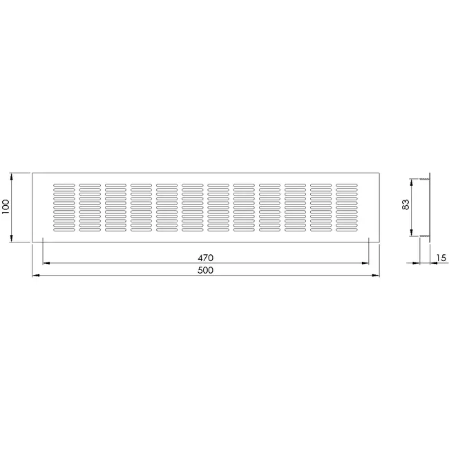 Plintrooster aluminium - zwart L=500mm x H=100mm - RA1050B