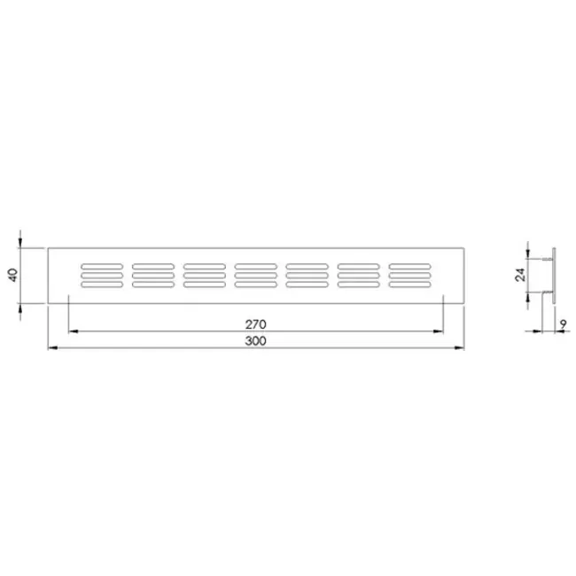 Plintrooster aluminium - wit L=300mm x H=40mm - RA430