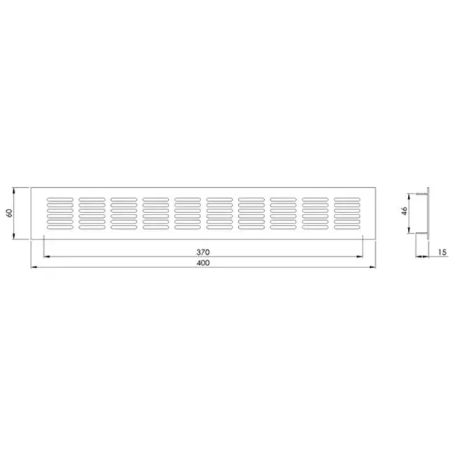 Plintrooster aluminium - wit L=400mm x H=60mm -RA640