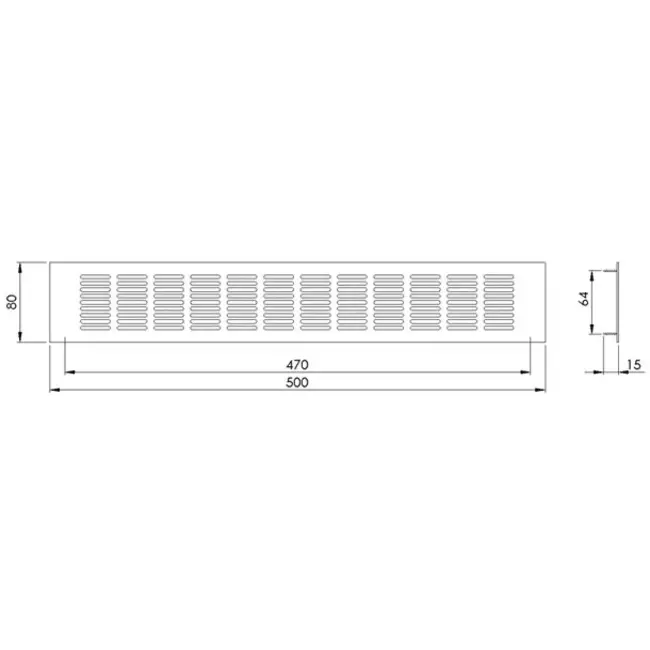 Plintrooster aluminium - wit L=500mm x H=80mm - RA850