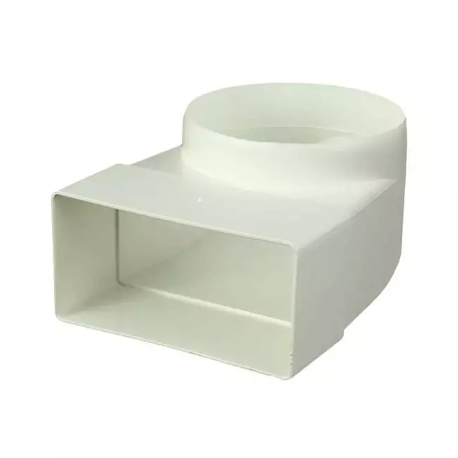 Rechthoekig kunststof verticale 90 ° bocht Ø100mm - 110x55 - KLD