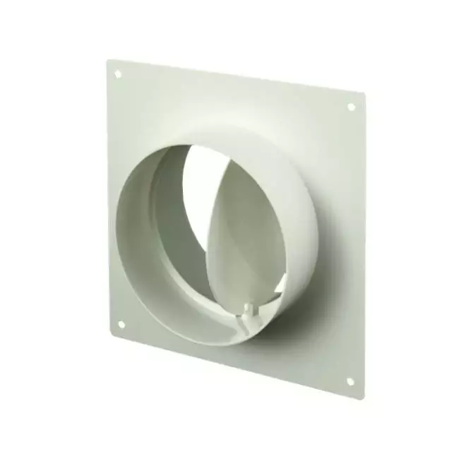 Ronde kunststof muurplaat met terugslagklep diameter: 100mm AFV100