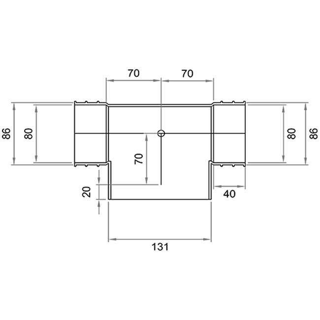 Wavin Ventiza T-stuk PVC ovaal 195x80x50 mm met diameter 125 mm M/M/M