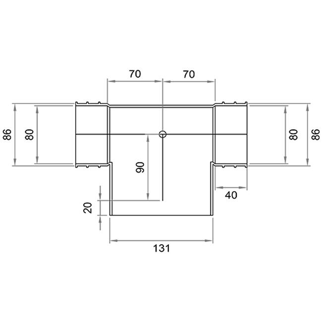 Wavin Ventiza T-stuk PVC ovaal 195x90x70 mm met diameter 125 mm M/M/M