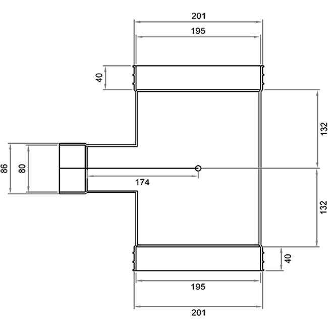 Wavin Ventiza T-stuk PVC ovaal 195x80 mm M/M/S