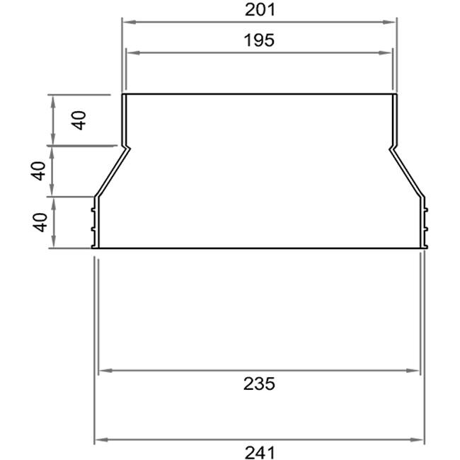 Wavin Ventiza verloop PVC ovaal 235x80mm naar 195x80 mm M/M