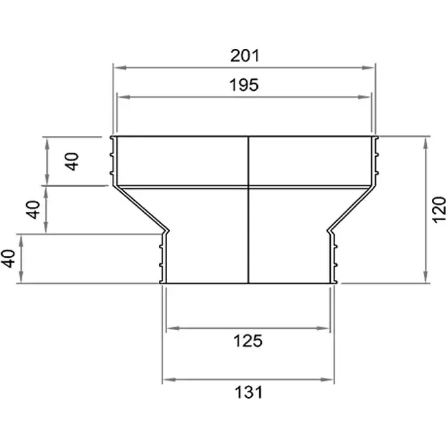 Wavin Ventiza verloop PVC ovaal 195x80 mm naar 125 mm M/M