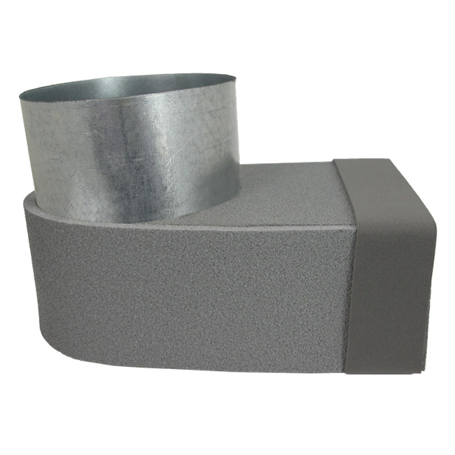 Thermoduct lepe hoekstuk 170mm x 80mm naar Ø 125mm