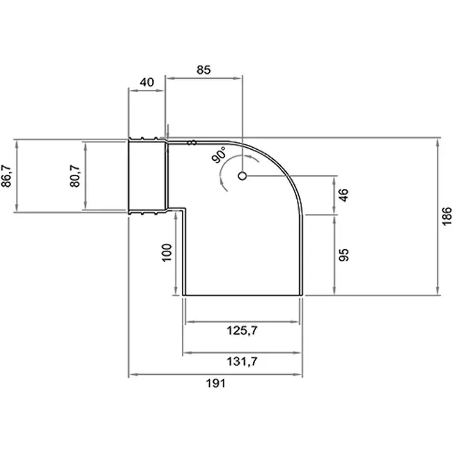 Wavin Ventiza eindstuk 90 graden PVC rond 125x80x100 mm M/M