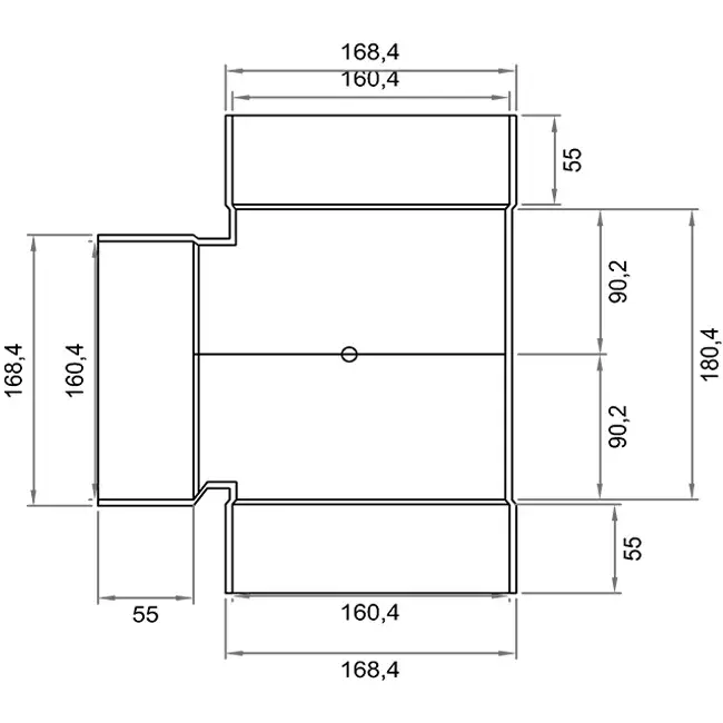 Wavin Ventiza T-stuk 90 graden PVC rond 160 mm M/M/M