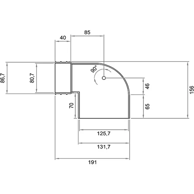 Wavin Ventiza eindstuk 90 graden PVC rond 125x80x70 mm M/M