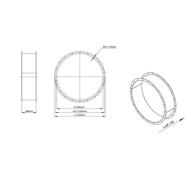 Verbindingsstuk voor axiaalventilator - RVS 1250 02