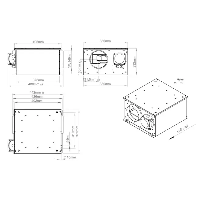 Buisventilator 150mm geïsoleerd - ISORX 150 EC K 01