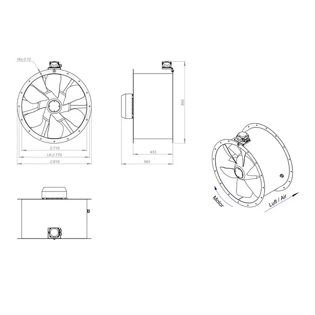 Axiaal 710 mm kanaalventilator - AL 710 D4 03 CFG