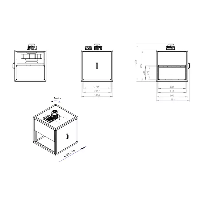 Boxventilator motor buiten lineaire flow - MPC TI 500 EC K01