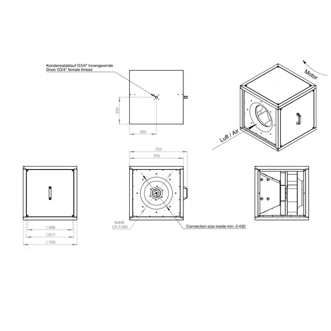 Boxventilator motor buiten luchtstroom - MPC T 500 EC K01