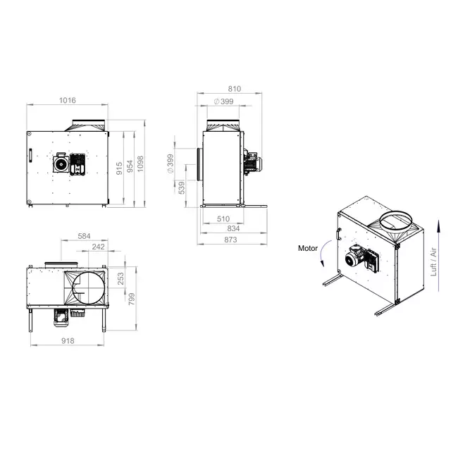 Boxventilator motor buiten luchtstroom - MPS 500 EC I K 01