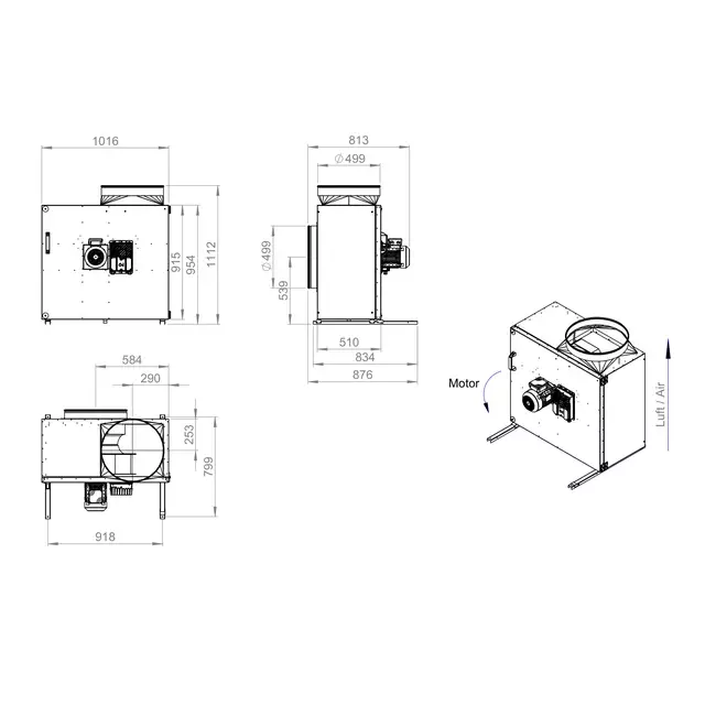 Boxventilator motor buiten luchtstroom - MPS 560 EC I K 01